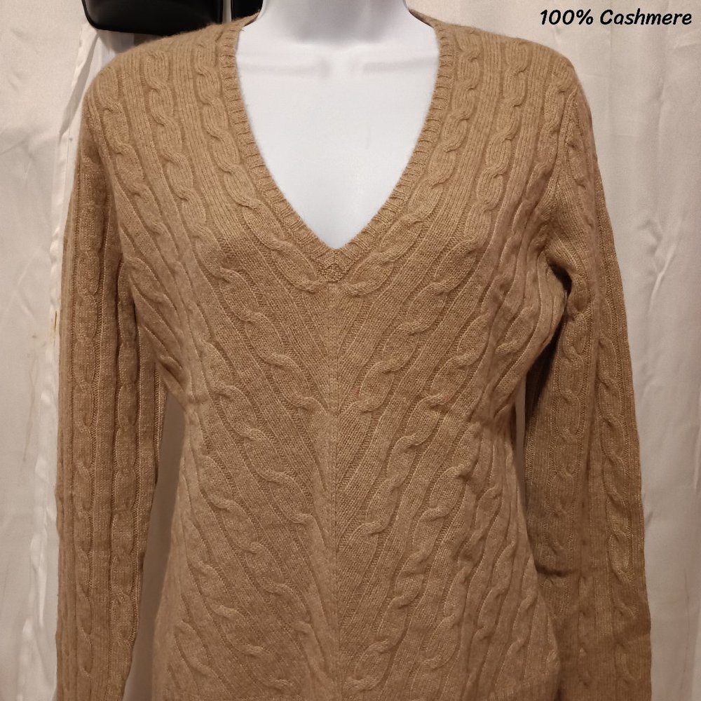 Ralph Lauren Cashmere Khaki V neck sweater